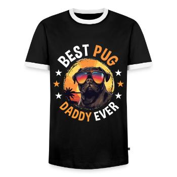 Pug Dog Breed Pet - Meilleur carlin papa de tous les temps - T-shirt contrasté Homme - noir/blanc - Devant - AI Model Female 172 light (172cm) & AI Model Male 178 light (178cm)