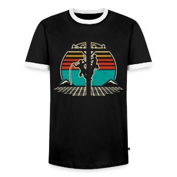 Retro Elektroinstallateur - Leitungsmonteur - Männer Kontrast-T-Shirt - Schwarz/Weiß - Vorne - AI Model Female 172 light (172cm) & AI Model Male 178 light (178cm)