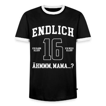 Endlich 16 Ich Kann Alles Ich Weiß Alles - Männer Kontrast-T-Shirt - Schwarz/Weiß - Vorne - AI Model Female 172 light (172cm) & AI Model Male 178 light (178cm)