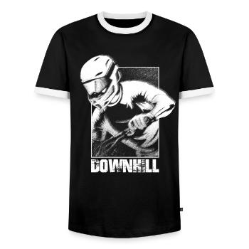 Patineur de vélo de descente - T-shirt contrasté Homme - noir/blanc - Devant - AI Model Female 172 light (172cm) & AI Model Male 178 light (178cm)