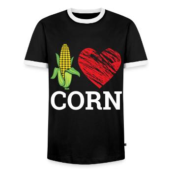 J’aime le maïs mais - T-shirt contrasté Homme - noir/blanc - Devant - AI Model Female 172 light (172cm) & AI Model Male 178 light (178cm)