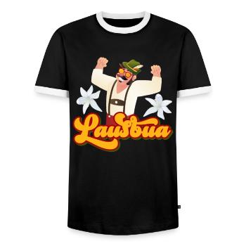Bayern Lederhose Lausbua Herren Shirt Herbstfest - Männer Kontrast-T-Shirt - Schwarz/Weiß - Vorne - AI Model Female 172 light (172cm) & AI Model Male 178 light (178cm)
