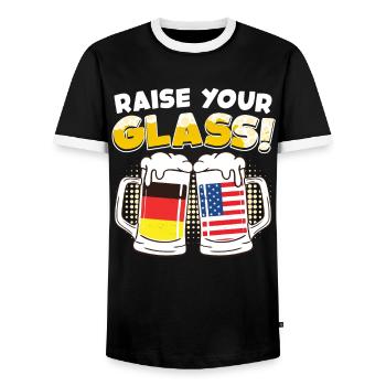 Buveurs de bière Allemagne États-Unis Levez votre verre! - T-shirt contrasté Homme - noir/blanc - Devant - AI Model Female 172 light (172cm) & AI Model Male 178 light (178cm)