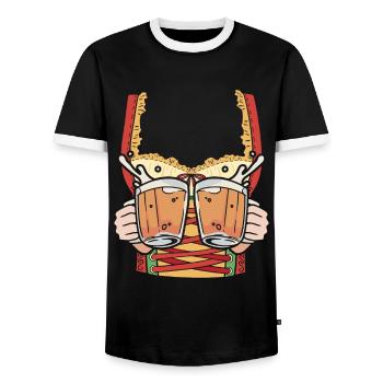 Trachten Shirt Frauen Bierfan - T-shirt contrasté Homme - noir/blanc - Devant - AI Model Female 172 light (172cm) & AI Model Male 178 light (178cm)