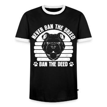 Pitbull Love Pitbull Ban - T-shirt contrasté Homme - noir/blanc - Devant - AI Model Female 172 light (172cm) & AI Model Male 178 light (178cm)