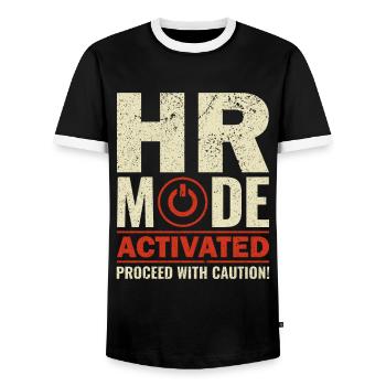 HR Mode Activated - HR Management Human Resources - Männer Kontrast-T-Shirt - Schwarz/Weiß - Vorne - AI Model Female 172 light (172cm) & AI Model Male 178 light (178cm)