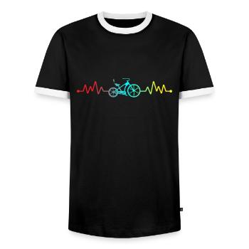 Retro bike heartbeat design for cyclists bikers - Men's Ringer Shirt - black/white - Front - AI Model Female 172 light (172cm) & AI Model Male 178 light (178cm)