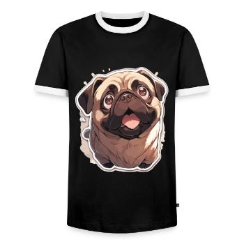 Mops Mops Hund Mops Geschenke Mops Liebhaber - Männer Kontrast-T-Shirt - Schwarz/Weiß - Vorne - AI Model Female 172 light (172cm) & AI Model Male 178 light (178cm)
