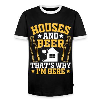 Fun day of house demolition - Men's Ringer Shirt - black/white - Front - AI Model Female 172 light (172cm) & AI Model Male 178 light (178cm)