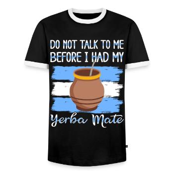 Drapeau de l’Argentine Thé yerba maté argentin - T-shirt contrasté Homme - noir/blanc - Devant - AI Model Female 172 light (172cm) & AI Model Male 178 light (178cm)