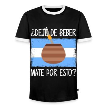 Drapeau de l’Argentine Thé yerba maté argentin - T-shirt contrasté Homme - noir/blanc - Devant - AI Model Female 172 light (172cm) & AI Model Male 178 light (178cm)