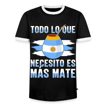 Drapeau de l’Argentine Thé yerba maté argentin - T-shirt contrasté Homme - noir/blanc - Devant - AI Model Female 172 light (172cm) & AI Model Male 178 light (178cm)