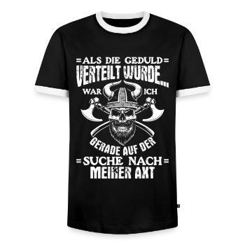 Als die Geduld verteilt wurde - Wikinger - Männer Kontrast-T-Shirt - Schwarz/Weiß - Vorne - AI Model Female 172 light (172cm) & AI Model Male 178 light (178cm)