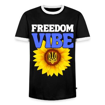 Ukraine 1991 ambiance de liberté - T-shirt contrasté Homme - noir/blanc - Devant - AI Model Female 172 light (172cm) & AI Model Male 178 light (178cm)