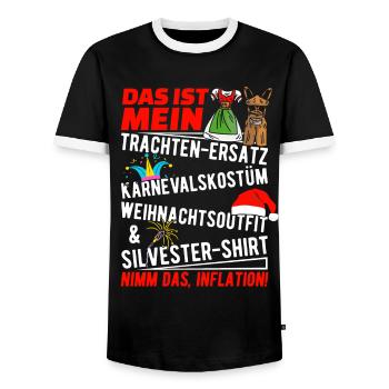 Trachten Ersatz Nimm Das Inflation Trachtenshirt - Männer Kontrast-T-Shirt - Schwarz/Weiß - Vorne - AI Model Female 172 light (172cm) & AI Model Male 178 light (178cm)