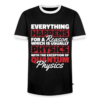 Physique Phyker Drôle de physique quantique - T-shirt contrasté Homme - noir/blanc - Devant - AI Model Female 172 light (172cm) & AI Model Male 178 light (178cm)