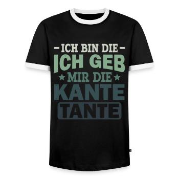 Ich Geb Mir Die Kante Tante - Alkohol Saufspruch - Männer Kontrast-T-Shirt - Schwarz/Weiß - Vorne - AI Model Female 172 light (172cm) & AI Model Male 178 light (178cm)