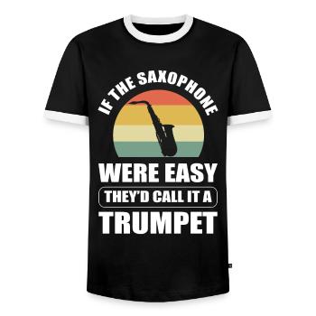 Si le saxophone était facile, ce serait trompette - T-shirt contrasté Homme - noir/blanc - Devant - AI Model Female 172 light (172cm) & AI Model Male 178 light (178cm)
