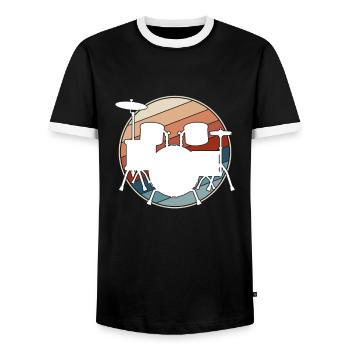 Batterie Rétro - T-shirt contrasté Homme - noir/blanc - Devant - AI Model Female 172 light (172cm) & AI Model Male 178 light (178cm)
