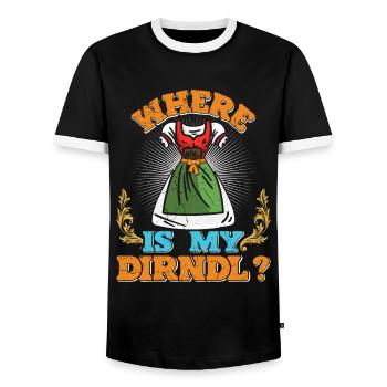 Where is my Dirndl? Trachten Shirt - Men's Ringer Shirt - black/white - Front - AI Model Female 172 light (172cm) & AI Model Male 178 light (178cm)