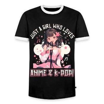 Juste une fille qui aime l’anime et la K-Pop - T-shirt contrasté Homme - noir/blanc - Devant - AI Model Female 172 light (172cm) & AI Model Male 178 light (178cm)