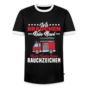 Feuerwehr Feuerwehrmann - Männer Kontrast-T-Shirt - Schwarz/Weiß - Vorne - AI Model Female 172 light (172cm) & AI Model Male 178 light (178cm)