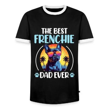 French Bulldog Frenchie Dog Pet The Best Frenchie - Men's Ringer Shirt - black/white - Front - AI Model Female 172 light (172cm) & AI Model Male 178 light (178cm)