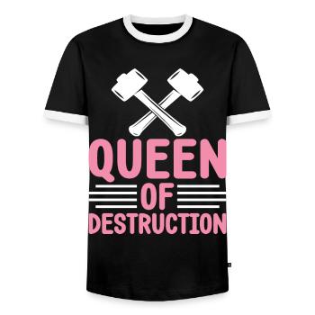 Fun day of house demolition - Men's Ringer Shirt - black/white - Front - AI Model Female 172 light (172cm) & AI Model Male 178 light (178cm)