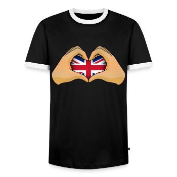 United Kingdom - Men's Ringer Shirt - black/white - Front - AI Model Female 172 light (172cm) & AI Model Male 178 light (178cm)
