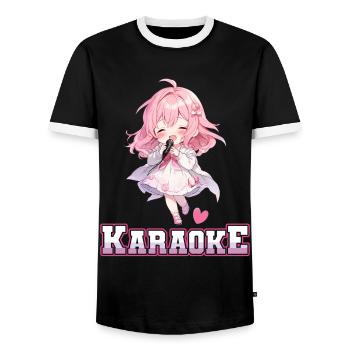 Filles Manga Anime Karaoké - T-shirt contrasté Homme - noir/blanc - Devant - AI Model Female 172 light (172cm) & AI Model Male 178 light (178cm)