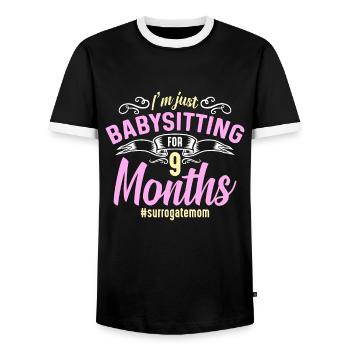 Surrogacy I'm Just Babysitting For 9 IVF Pregnancy - Männer Kontrast-T-Shirt - Schwarz/Weiß - Vorne - AI Model Female 172 light (172cm) & AI Model Male 178 light (178cm)