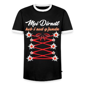 Mein Dirndl hob I ned Gfundn Bayerisches Shirt - T-shirt contrasté Homme - noir/blanc - Devant - AI Model Female 172 light (172cm) & AI Model Male 178 light (178cm)