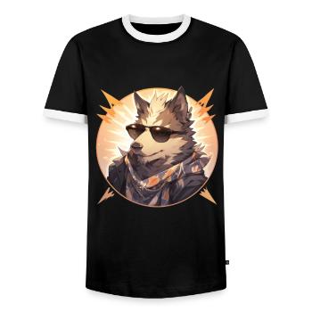Dogs Pet Dog Owner Dog Lover Animal - Men's Ringer Shirt - black/white - Front - AI Model Female 172 light (172cm) & AI Model Male 178 light (178cm)