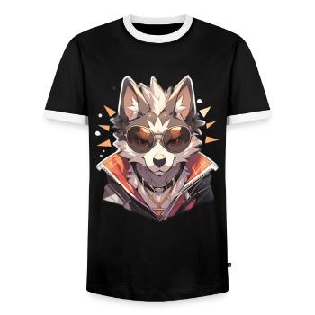 Chiens Chien Propriétaire Chien Amoureux Animal - T-shirt contrasté Homme - noir/blanc - Devant - AI Model Female 172 light (172cm) & AI Model Male 178 light (178cm)