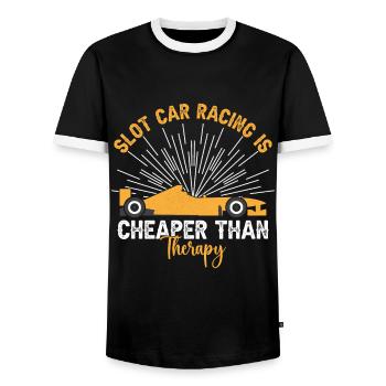 Slot Car Racing Is Less Pricy Than Therapy Gift - Männer Kontrast-T-Shirt - Schwarz/Weiß - Vorne - AI Model Female 172 light (172cm) & AI Model Male 178 light (178cm)