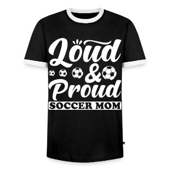 Maman de soccer Mère de jour Entraîneur le jour du match - T-shirt contrasté Homme - noir/blanc - Devant - AI Model Female 172 light (172cm) & AI Model Male 178 light (178cm)