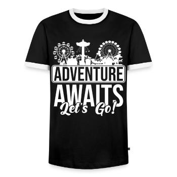Amusement Park Folk Festival Family Outing - Men's Ringer Shirt - black/white - Front - AI Model Female 172 light (172cm) & AI Model Male 178 light (178cm)