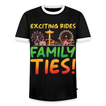 Amusement Park Folk Festival Family Outing - Men's Ringer Shirt - black/white - Front - AI Model Female 172 light (172cm) & AI Model Male 178 light (178cm)