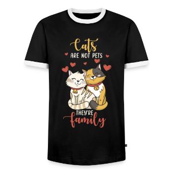 Cat Family - Men's Ringer Shirt - black/white - Front - AI Model Female 172 light (172cm) & AI Model Male 178 light (178cm)