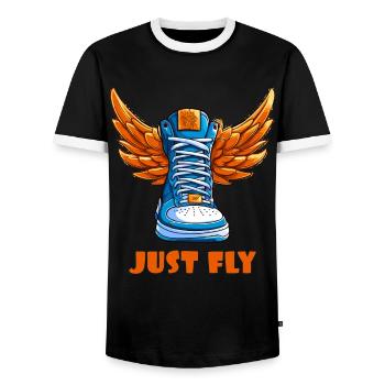 Sneaker sneaker with wings - Men's Ringer Shirt - black/white - Front - AI Model Female 172 light (172cm) & AI Model Male 178 light (178cm)