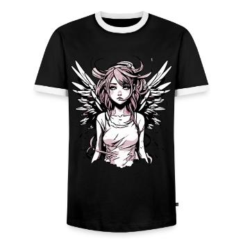 Modernes Engel Mädchen - Männer Kontrast-T-Shirt - Schwarz/Weiß - Vorne - AI Model Female 172 light (172cm) & AI Model Male 178 light (178cm)