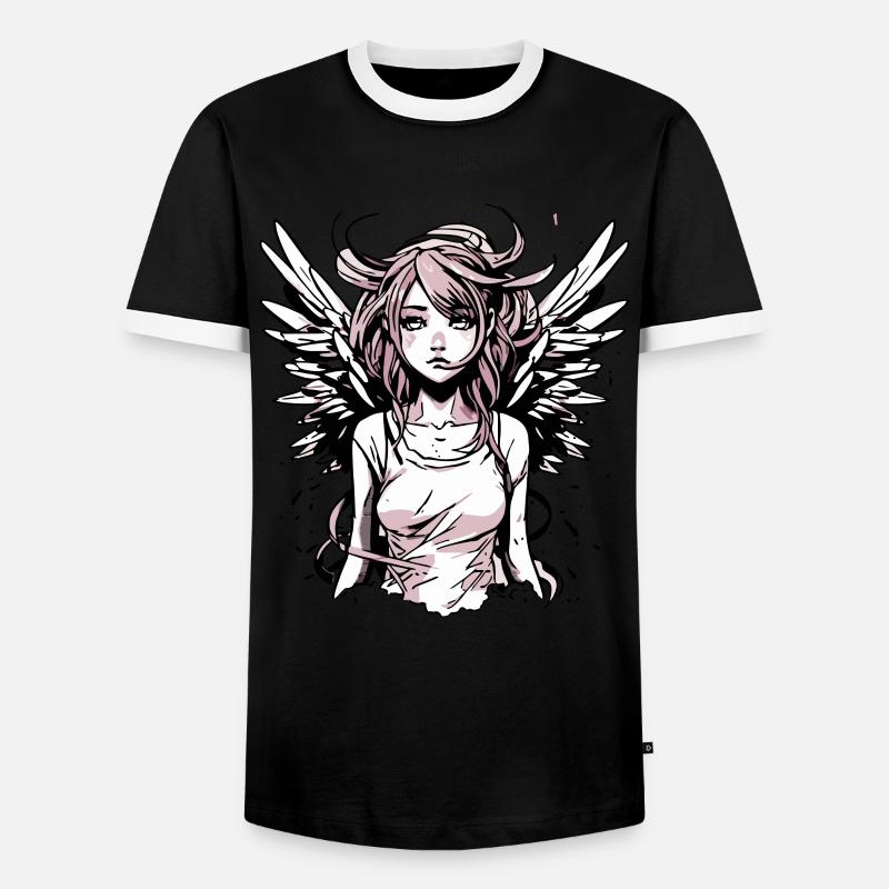 Modernes Engel Mädchen - Männer Kontrast-T-Shirt - Schwarz/Weiß