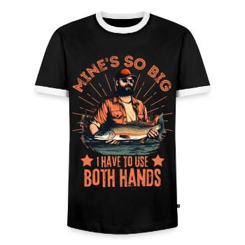 Funny Angler Saying Fishing Fishing Father's Day - Men's Ringer Shirt - black/white - Front - AI Model Female 172 light (172cm) & AI Model Male 178 light (178cm)