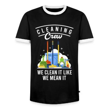 Cleaning Crew We Clean It Like We Mean It - Männer Kontrast-T-Shirt - Schwarz/Weiß - Vorne - AI Model Female 172 light (172cm) & AI Model Male 178 light (178cm)