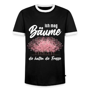 Ich mag Bäume! Lustiger Spruch Wald Natur Funshirt - Männer Kontrast-T-Shirt - Schwarz/Weiß - Vorne - AI Model Female 172 light (172cm) & AI Model Male 178 light (178cm)