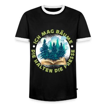 Ich mag Bäume! Lustiger Spruch Wald Natur Funshirt - Männer Kontrast-T-Shirt - Schwarz/Weiß - Vorne - AI Model Female 172 light (172cm) & AI Model Male 178 light (178cm)