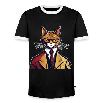 Katzen Katze Katzenshirt Katze Geschenkidee kitten - Männer Kontrast-T-Shirt - Schwarz/Weiß - Vorne - AI Model Female 172 light (172cm) & AI Model Male 178 light (178cm)