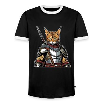 Katzen Katze Katzenshirt Katze Geschenkidee kitten - Männer Kontrast-T-Shirt - Schwarz/Weiß - Vorne - AI Model Female 172 light (172cm) & AI Model Male 178 light (178cm)