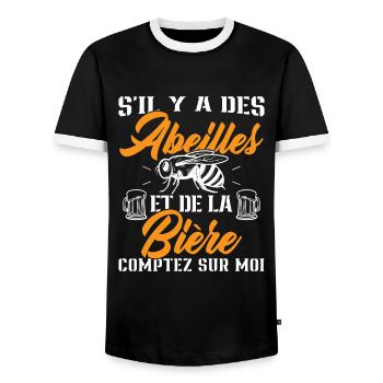 S'il y a des abeilles et de la bière - T-shirt contrasté Homme - noir/blanc - Devant - AI Model Female 172 light (172cm) & AI Model Male 178 light (178cm)