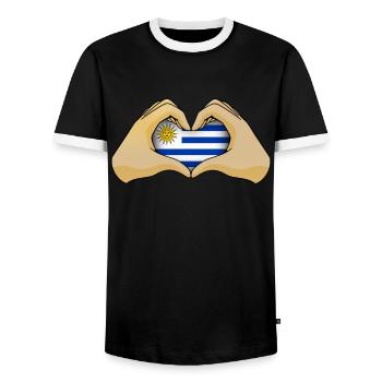 Uruguay - Männer Kontrast-T-Shirt - Schwarz/Weiß - Vorne - AI Model Female 172 light (172cm) & AI Model Male 178 light (178cm)